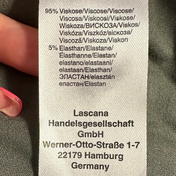 NWOT, Lascana Sz 8 Olive Green On Or Off Shoulder Dress With Pockets & Ruching - Picture 14 of 16